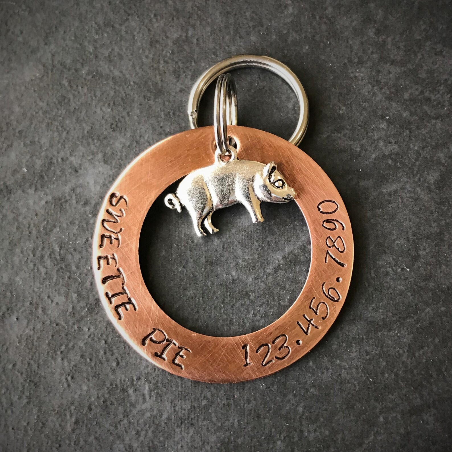 Pig ID Tag Pot Belly Pig Tag Hand Stamped Pig Charm Custom Etsy