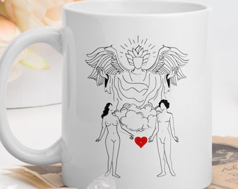 The Lovers - Major Arcana Tarot Card | Dishwasher & Microwave Safe, White Glossy Ceramic 11oz Mug