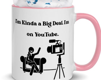 I&#39;m on YouTube - Dishwasher & Microwave Safe Ceramic Mug with Color Inside