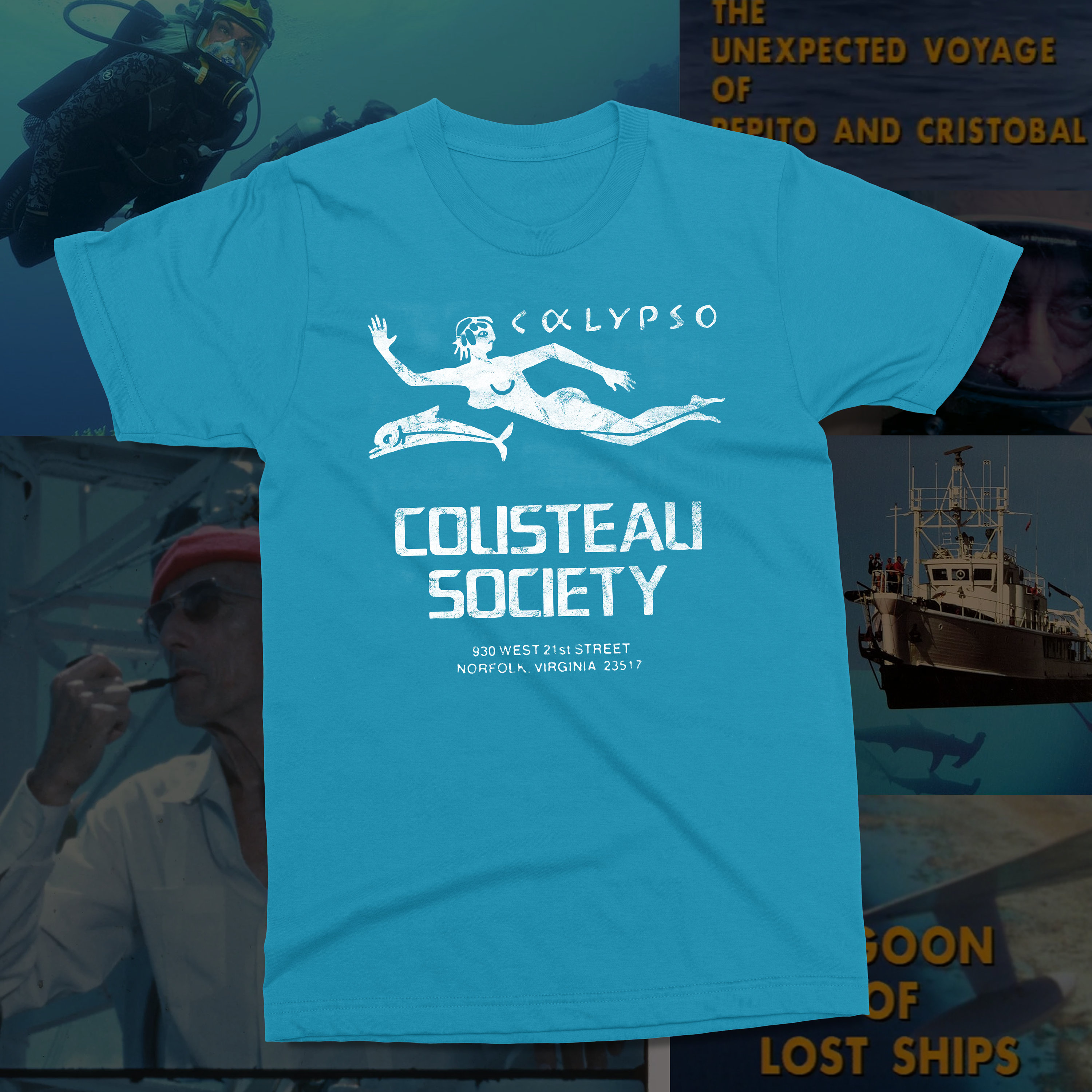 T-shirt Vintage Parc Océanique Cousteau - Années 80, Coton, Motif Marin Souvenir (taille M)