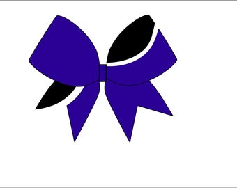 May include: A purple bow with a black center. The bow is a simple design with no embellishments.
