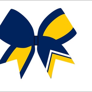 Blue and Yellow stripe Cheerbow Template  - Digital File Only - White and yellow tails