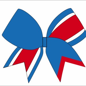 Red Blue and White Cheerbow Sublimation Template  - Digital File Only - Red Tail