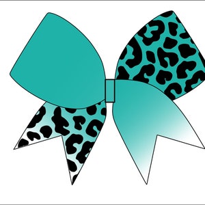 Teal Cheetah Print Cheerbow Template  - Digital File Only - Sublimation Cheerbow File