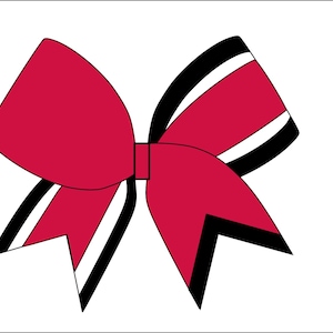 Red Black Cheerbow Sublimation Template  - Digital File Only - Cheerbow sublimation file - Red Cheerbow Black Stripes and Tail