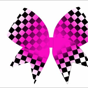 Neon Pink Checkered Cheerbow Template  - Digital File Only - Neon Pink Checkered bow