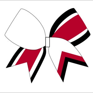 Red Black Cheerbow  - Digital File Only - Cheerbow sublimation file - Red Cheerbow Black Stripes and Tail