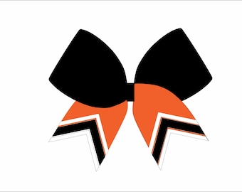 Cheerbow CUT FILE 3 inch bow - Digital File Only - Two Color Bow with chevron tails