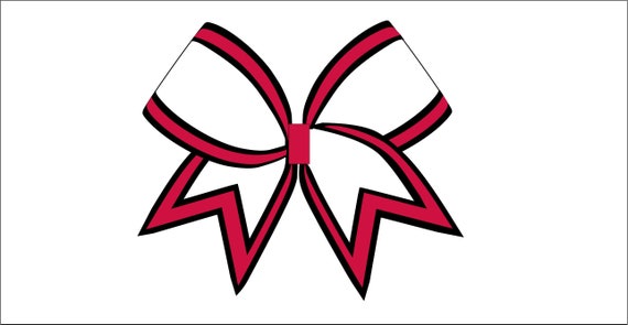Red Black Outline Cheer Bow Template Digital File Only Red Black