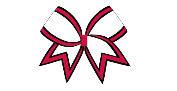 Red Black Outline Cheer Bow Template Digital File Only Red Black