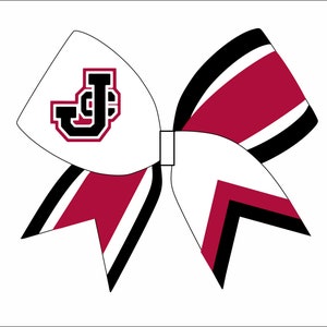 Red Logo Design Cheerbow  - Digital File Only - Cheerbow sublimation file - Red Cheerbow with Black Stripes and Tail