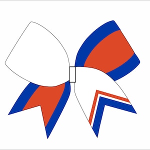 Sublimatiesjabloon koningsblauw en oranje Cheerbow - alleen digitaal bestand - koningsblauw oranje wit met chevron staart