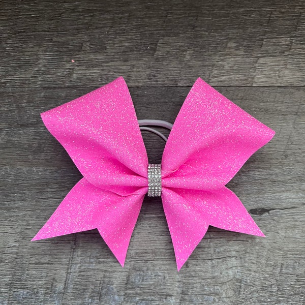 Mini Cheerbow Full Glitter with Rhinestone Center - Custom cheerbow- Many Color Options