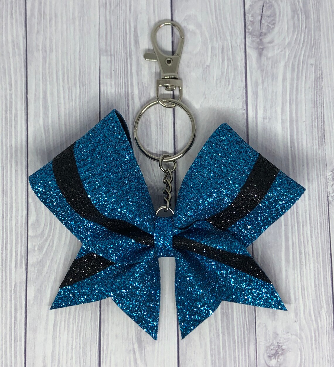 Mini Cheer Bow Keychains Glitter Center Color Many Etsy