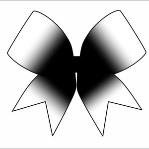 May include: A black and white bow with a gradient effect. The bow is a simple, classic design.