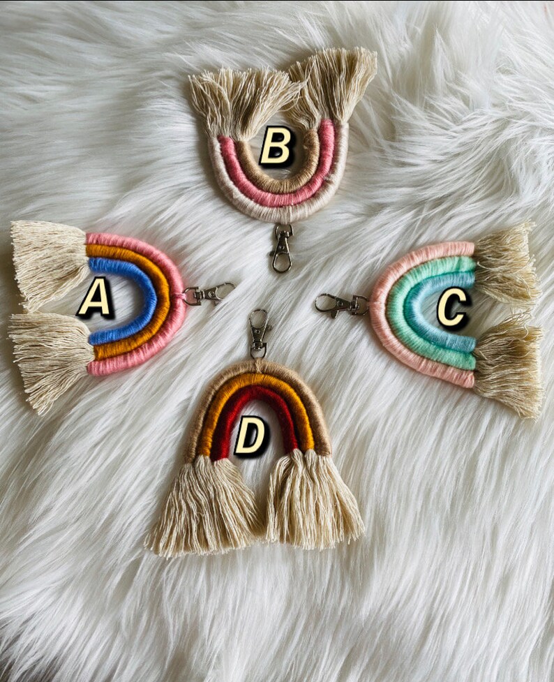 Rainbow Macrame Keychain