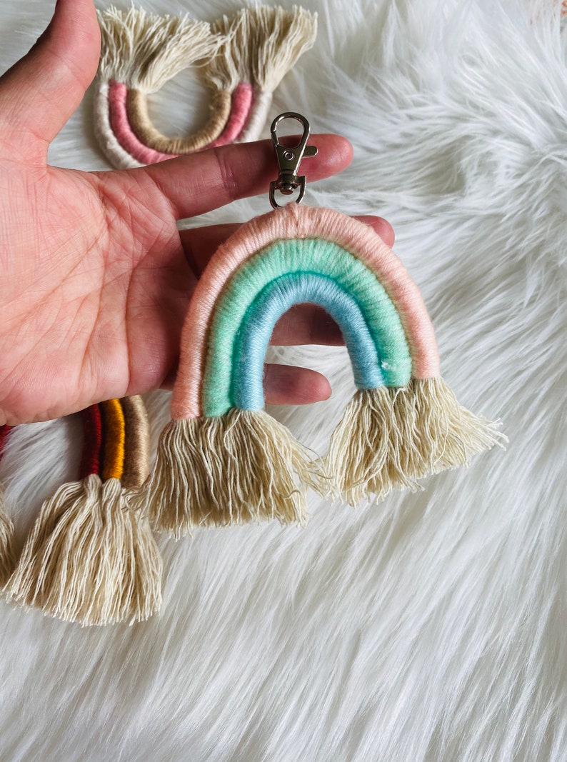Rainbow Macrame Keychain