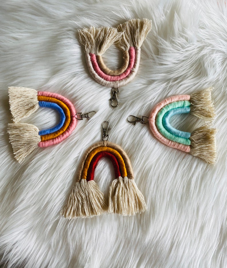Rainbow Macrame Keychain