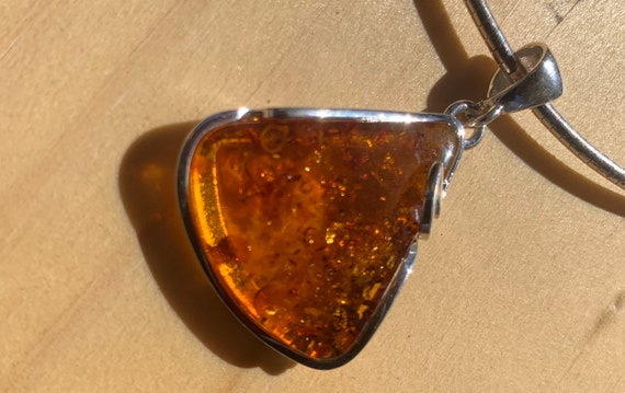 Orange triangle Baltic Amber pendant - image 7
