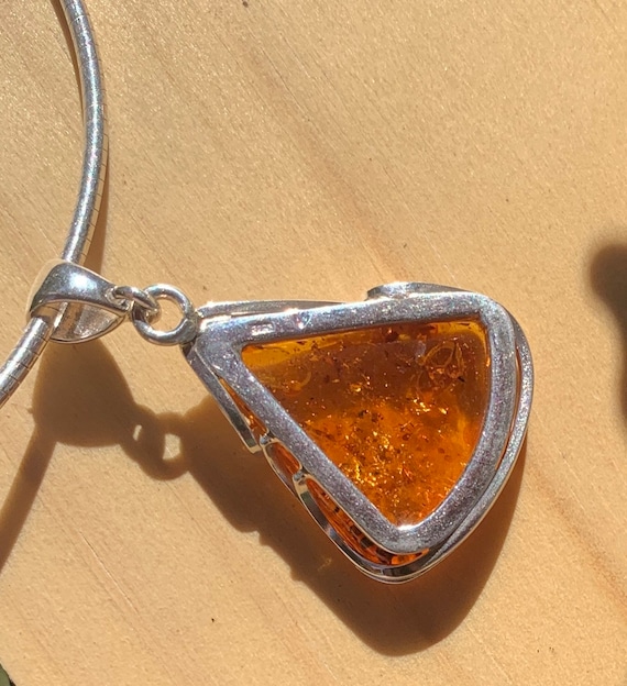 Orange triangle Baltic Amber pendant - image 3