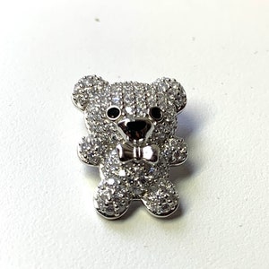 Sterling silver cubic zirconia bear pendant