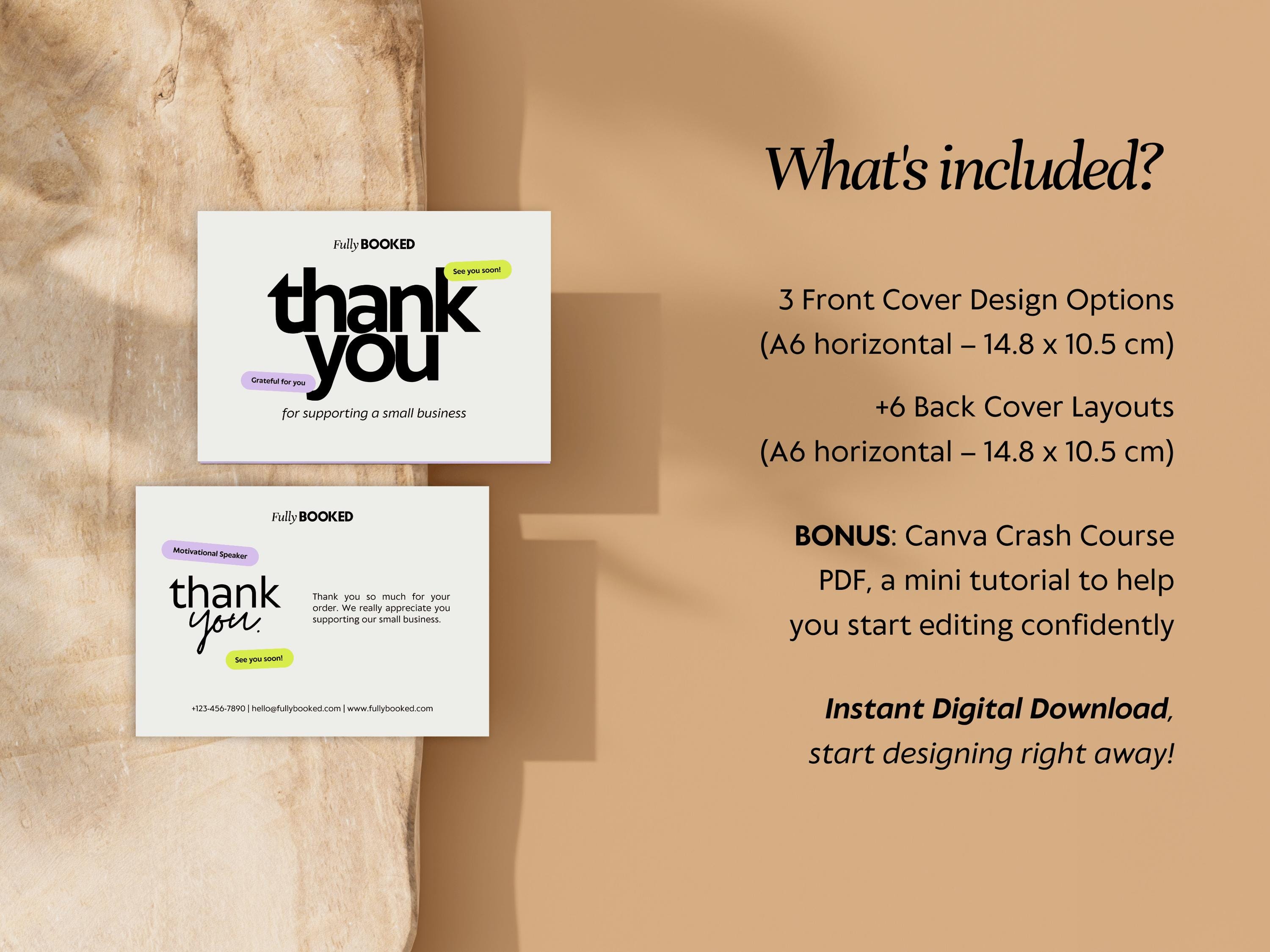 Editable Canva Thank You Card Template | Digital Download | 3 Fronts ...