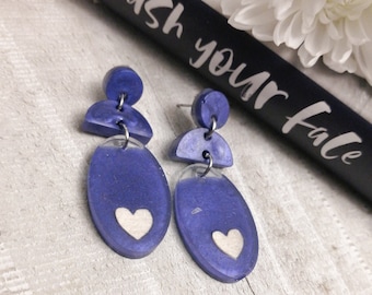 Resin and wood love dangle earrings