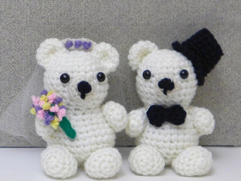 Crochet Wedding Teddy Bear Couple Stuffed Animal Amigurumi Etsy
