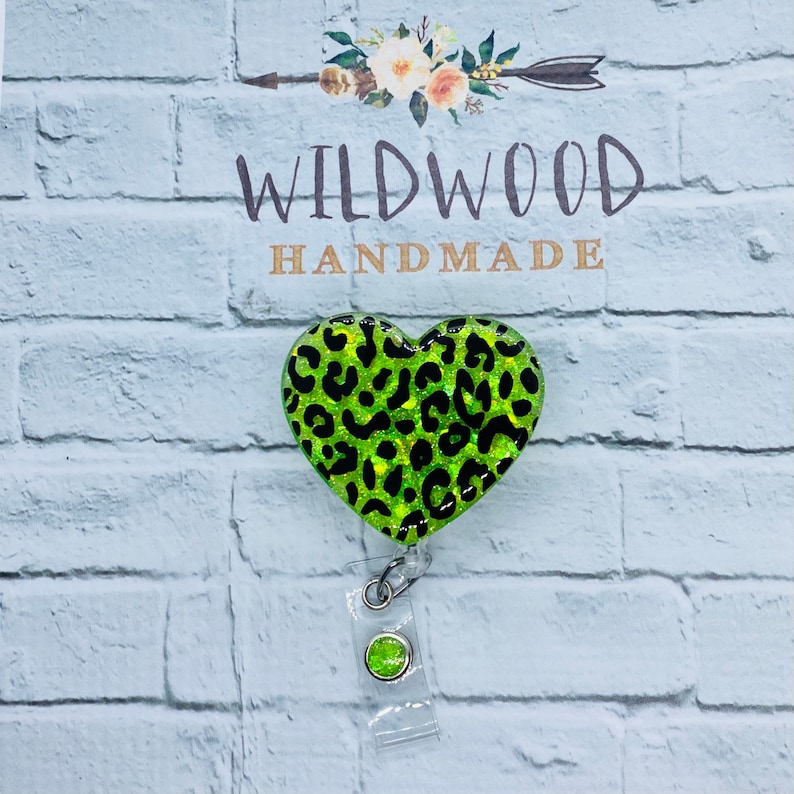 medical animal print security office teacher Leopard heart retractable badge reel