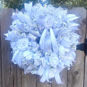 Wedding Wreath Bridal Wreath Bridal Shower Wreath Wedding Shower Wreath Communion Wreath Celebration Wreath White Wreath Deco Mesh Wreath