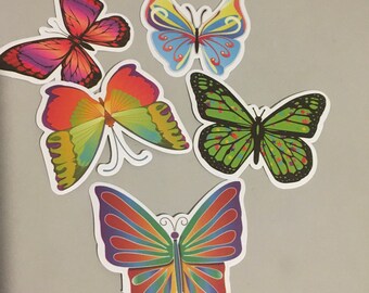 5pc Beautiful Butterfly stickers, paper stickers,random lenghts,  random colors,scrapbooking material, scrapbook, decorative stickers,