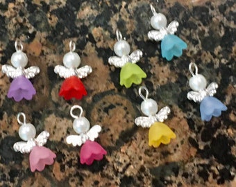 8pc Jewelry making tiny Beautiful Angel Charms set, random colors, ApoloAngels Collection,  earrings,pendants,bracelets and more