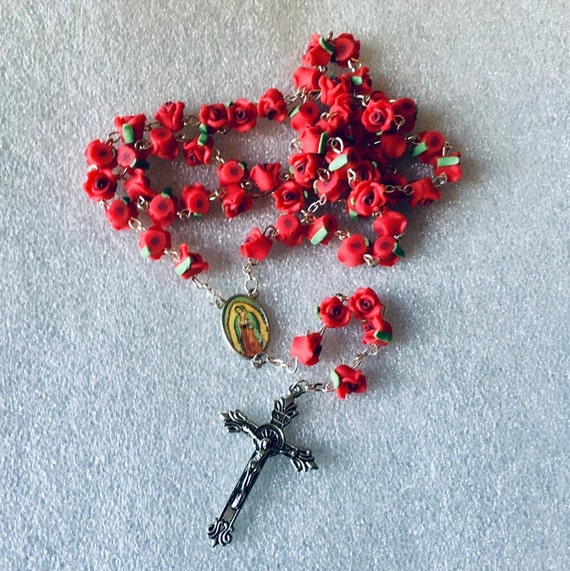 New Beautiful Red Roses Rosary, Small Roses, Beautiful Rosary