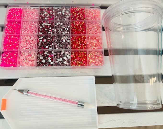 Featured listing image: New DIY Rhinestone kit , includes double wall cup, tray and rhinestone pen
