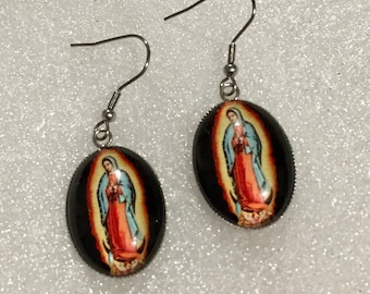 New Virgen de Guadalupe Earrings,Mary lady,catholic,religious ,aretes, virgen maria, stainless steel