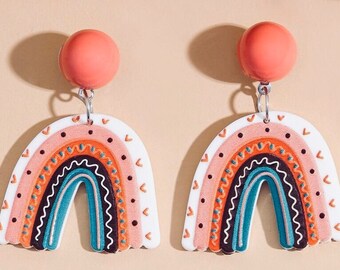 Rainbow earrings, acrylic, colorful