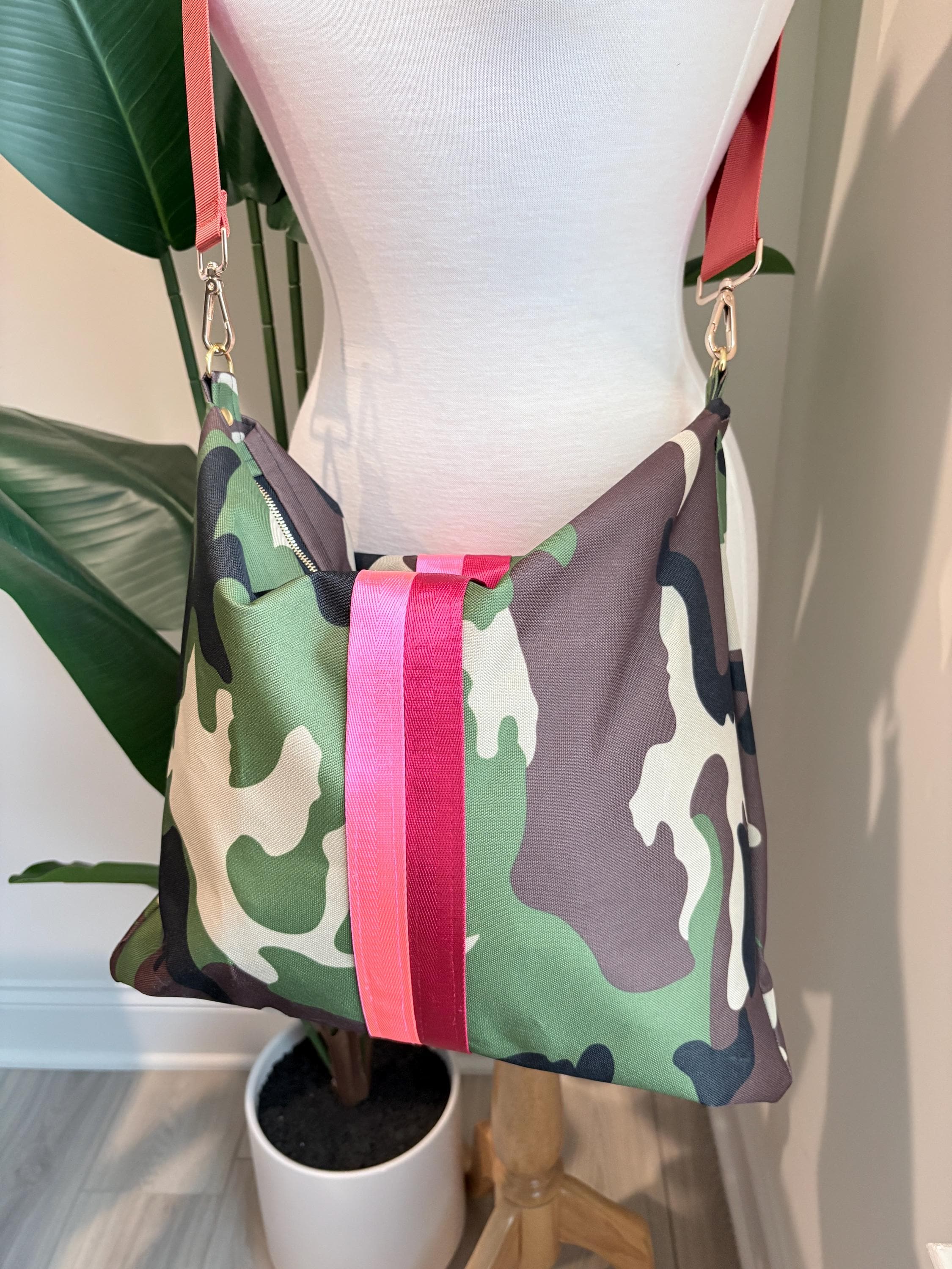 Camo Sling Shoulder Bag With Red & Pink Accent Strap - Etsy Camo Sling Shoulder Bag With Red & Pink Accent Strap - Etsy