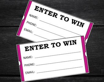 ENTER TO WIN Raffle Tickets Medium Violet Red Pink and Black | Printable Tickets | Downloadable | Wine Gift Basket | Birthday Raffle Ticket