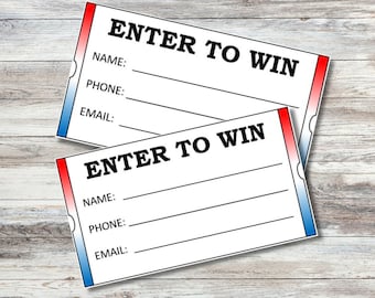 ENTER TO WIN Raffle Tickets Red White and Blue Labor Day Holiday | Veteran's Day Raffle