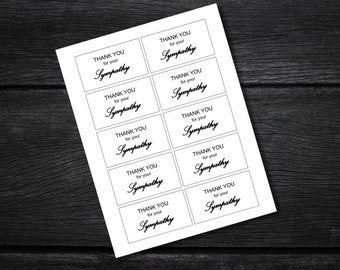 Thank You For Your Sympathy Card | Sympathy Thank You Business Card | Small Thanks Card | Black and White Modern Card