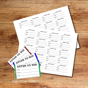 ENTER TO WIN Raffle Ticket 20 Tickets | Printable Raffle Tickets | Fundraiser Raffle Idea | Birthday Raffle Entry Tickets | Simple 20 50/50