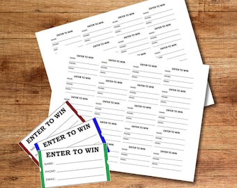 ENTER TO WIN Raffle Ticket 20 Tickets Printable Fundraiser Idea | Birthday Drawing | Simple 50/50 Fundraising Event Lottery