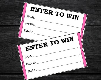 ENTER TO WIN Raffle Tickets Hot Pink and Black | Printable Tickets | Downloadable Document | Wine Gift Basket | Birthday Raffle Ticket | Pdf