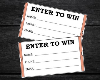 ENTER TO WIN Raffle Tickets Dark Salmon Red and Black | Printable Tickets pdf | Downloadable pdf Document | Wine Basket Raffle | Birthday