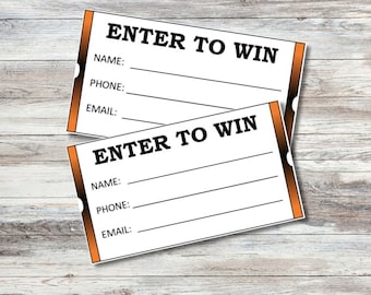 ENTER TO WIN Raffle Tickets Halloween Party Black Orange | Printable Raffle Tickets | Raffle Ticket Pdf | Halloween Theme | Download | Spook