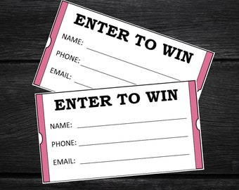 ENTER TO WIN Raffle Tickets Pale Violet Red Pink and Black | Printable Tickets | Downloadable | Wine Gift Basket |Birthday Raffle Ticket Pdf