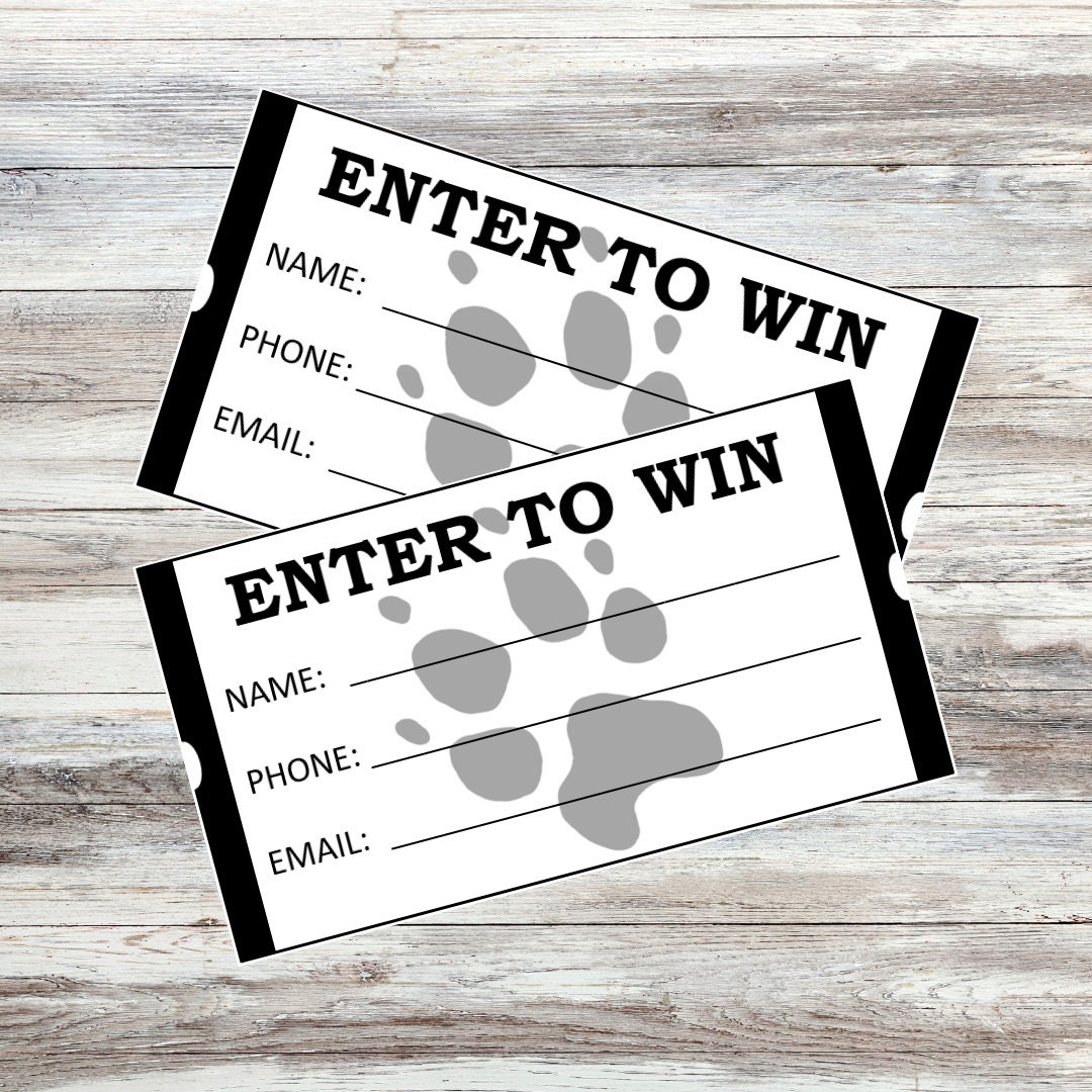 ENTER TO WIN Raffle Tickets Black Paw Prints Fundraiser Ticket Entry ...