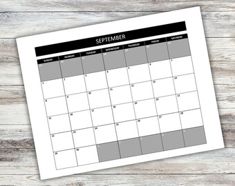 2024 September Printable Calendar Download PDF PNG JPG Document Minimalist Black White Gray Monthly Planner 30 Day Month Calendar Background