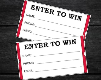 ENTER TO WIN Raffle Tickets Crimson Red and Black | Printable Tickets pdf | Downloadable pdf Document | 4th of July | Independence Day |Wine