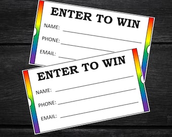ENTER TO WIN Raffle Tickets Rainbow and Black | Printable Tickets | Downloadable | Birthday Raffle Tickets | Gift Basket Raffle Ideas | pdf